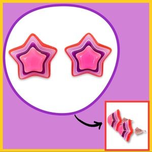 Neon Rainbow Star Stud Earrings